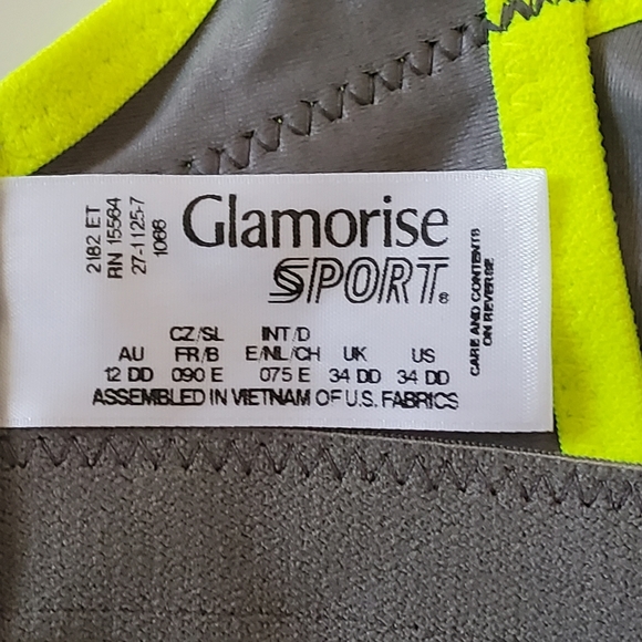 Glamorise Full Figure High Impact Sports Bra Size 34DD Grey New - Picture 8 of 9